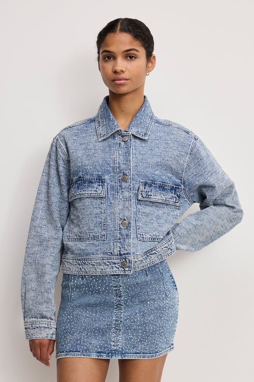 CRYSTAL DENIM JACKET INDIGO1070