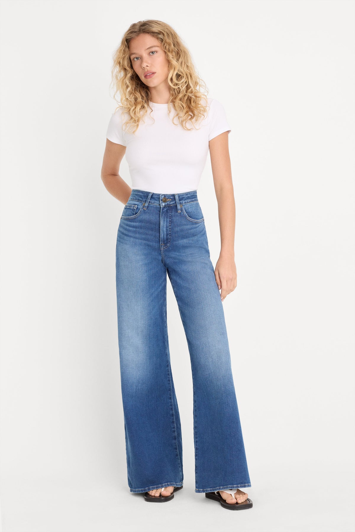 SOFT TECH GOOD PETITE PALAZZO JEANS INDIGO1233