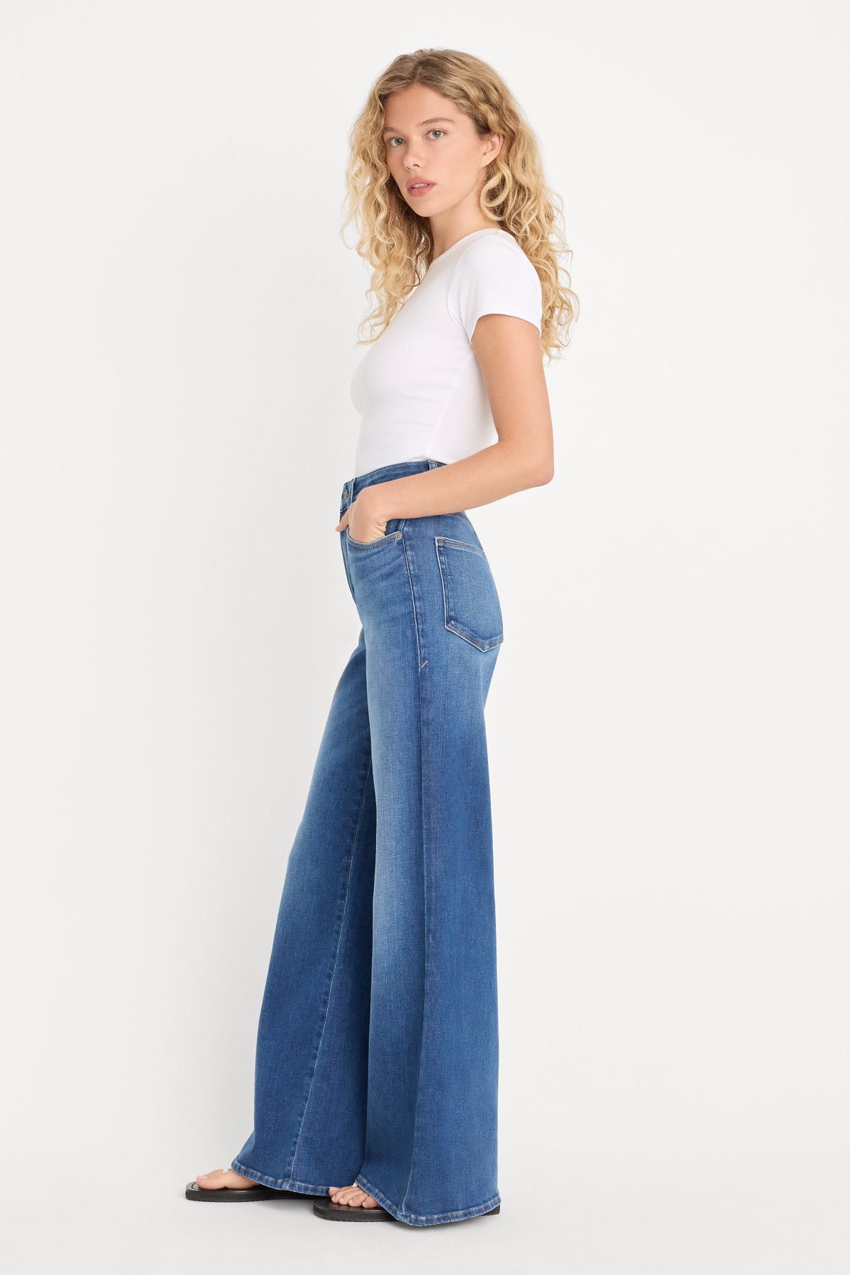 SOFT TECH GOOD WAIST PALAZZO JEANS INDIGO1233