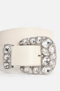 DOLLY CLASSIC CRYSTAL LEATHER BELT WHITE001